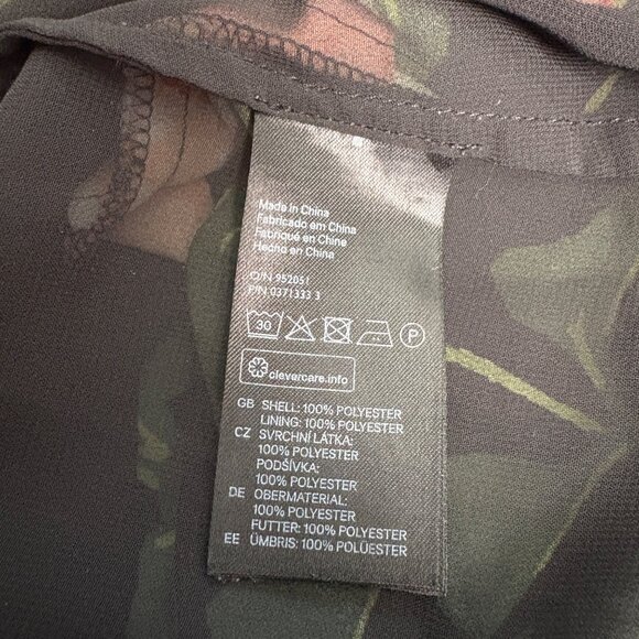 H and M Floral Sleeveless Blouse Womens Size 4 Open Back Detail Black Peach - Picture 4 of 6